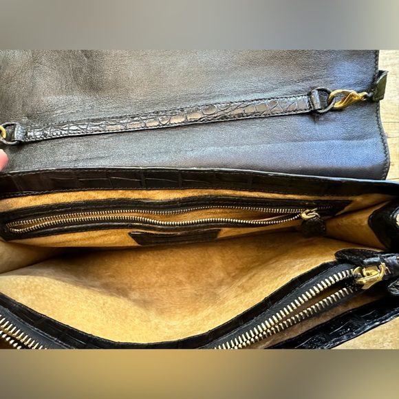 Nancy Gonzalez Croc Convertible Shoulder Bag Clutch Leopard on Calf Hair - Picture 10 of 12